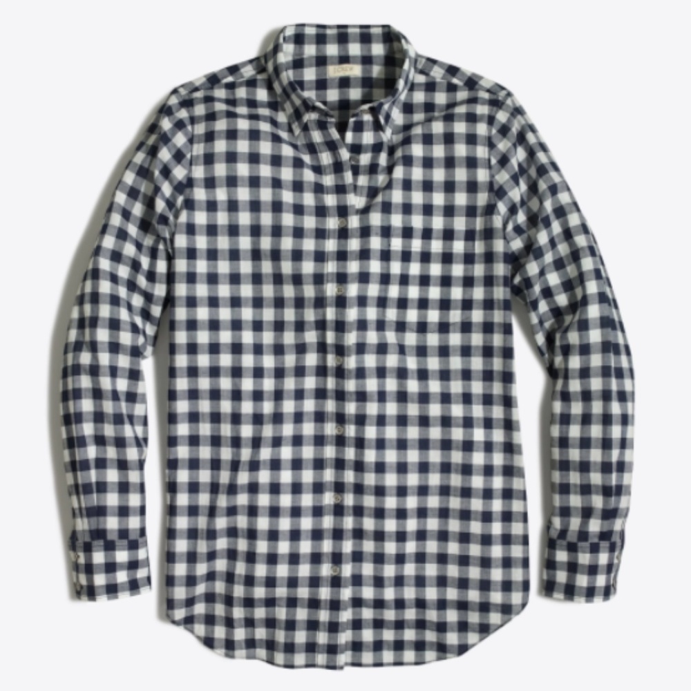 J Crew Gingham Button Down Boy Fit Shirt